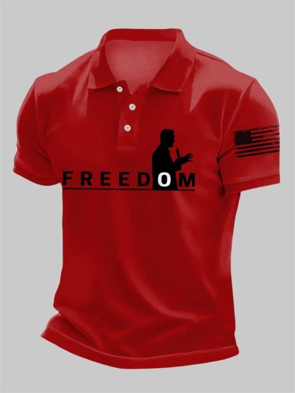 Mens Charlie Kirk Freedom Print Polo Shirt 4
