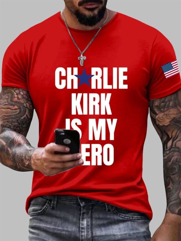 Men's Charlie Kirk My Hero Print T-Shirt