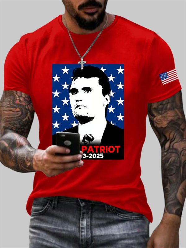Mens Charlie Kirk True Patriot Print T Shirt 2