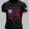 Mens Charlie Kirk Turning Point Flag Cross Short Sleeves T shirt