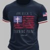 Mens Charlie Kirk Turning Point Flag Cross Short Sleeves T shirt 4