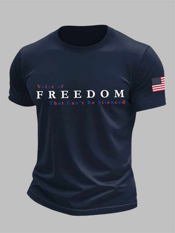 Men's Charlie Kirk Voice of Freedom That Can't Be Silenced Printed Casual T-shirt