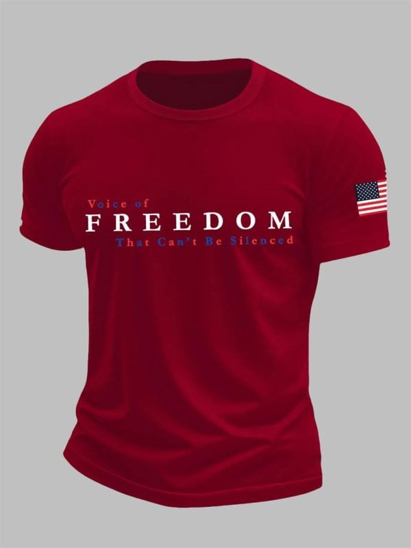 Mens Charlie Kirk Voice of Freedom That Cant Be Silenced Printed Casual T shirt 3