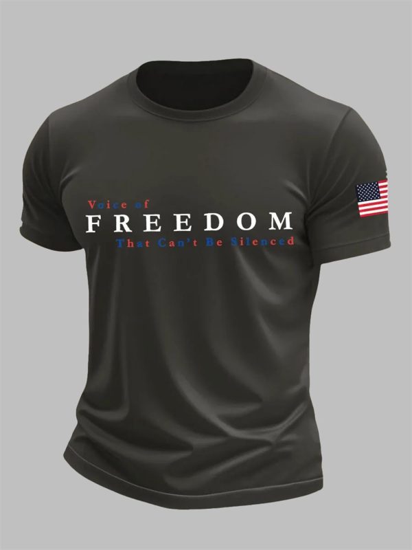 Mens Charlie Kirk Voice of Freedom That Cant Be Silenced Printed Casual T shirt 4