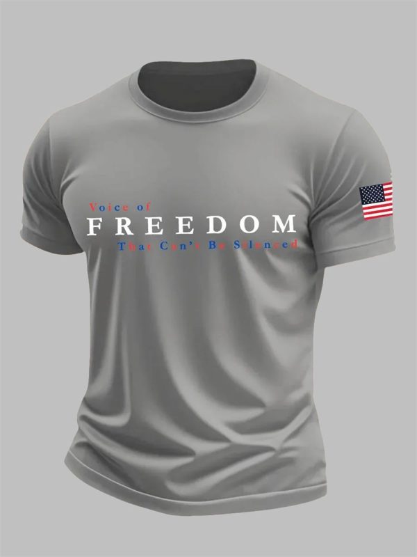 Mens Charlie Kirk Voice of Freedom That Cant Be Silenced Printed Casual T shirt 5