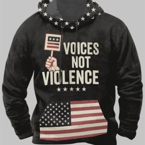 Men's Charlie Kirk Voices Not Violence Printed Hoodie