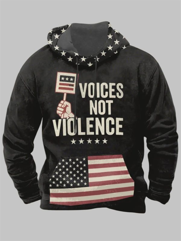Men's Charlie Kirk Voices Not Violence Printed Hoodie