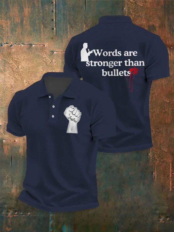 Mens Charlie Kirk Words Are Stronger Than Bullets Print Shirt 2