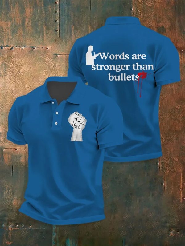 Mens Charlie Kirk Words Are Stronger Than Bullets Print Shirt 3