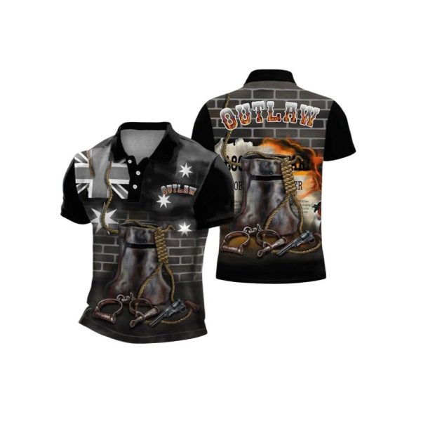Mens Eureka Flag Aussie Outlaw Printed Polo Shirt 1 2