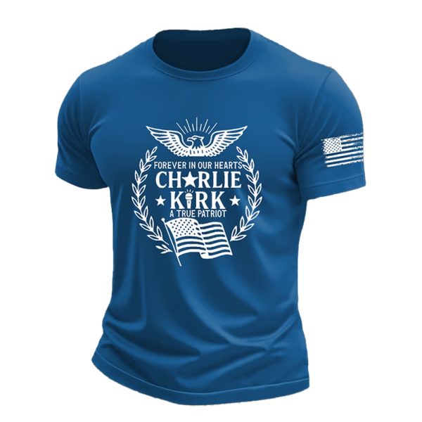 Mens Forever In Our Hearts A True Patriot Print short sleeved T shirt 2