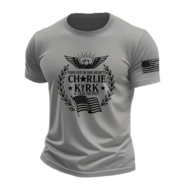 Mens Forever In Our Hearts A True Patriot Print short sleeved T shirt 4