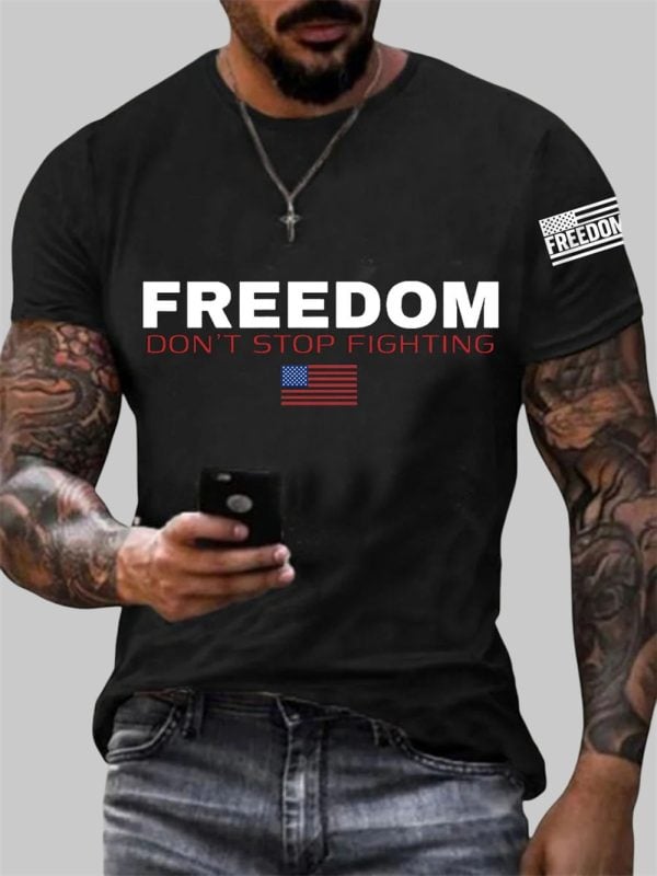 Mens Freedom Dont Stop Fighting RIP Charlie Kirk Tee 2