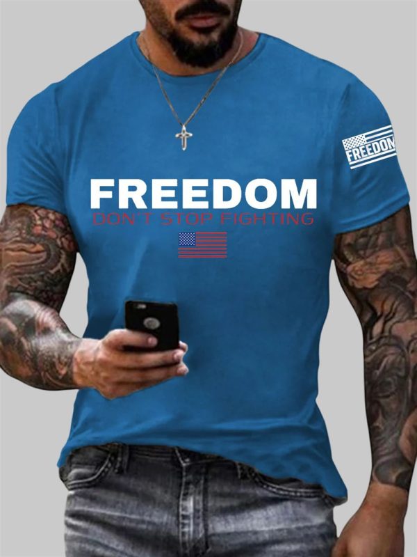 Mens Freedom Dont Stop Fighting RIP Charlie Kirk Tee 5