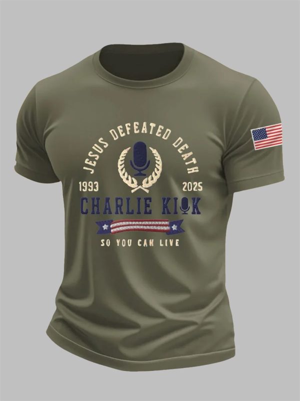 Mens Jesus Defeated Death So You Can Live RIP Charlie Kirk Tee 4