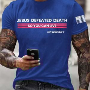 Men's Jesus Defeated Death So You Can Live R.I.P Charlie T-shirt