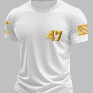 Men's Charlie Kirk Gold 47 Turning Point American Trump T-shirt