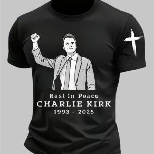 Men's Rest In Peace Charlie Kirk 1993 - 2025 Printed T-Shirt