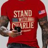 Men's Stand With Charlie Kirk Print Round Neck T-Shirt 5 Mens Stand With Charlie Kirk Print Round Neck T Shirt 2