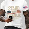 Men's Stand With Charlie Kirk Print Round Neck T-Shirt 6 Mens Stand With Charlie Kirk Print Round Neck T Shirt 3