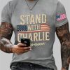 Men's Stand With Charlie Kirk Print Round Neck T-Shirt 7 Mens Stand With Charlie Kirk Print Round Neck T Shirt 4