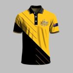 Men's Striped Australian Kangaroo and Emu Emblem Polo Shirt