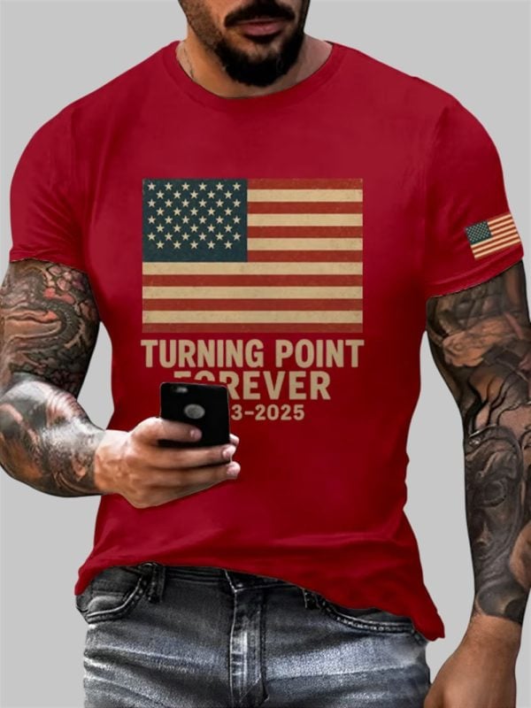 Mens Turning Point Forever 1993 2025 Charlie Kirk Print T Shirt 4