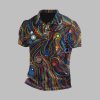 Mens Vintage Australian Dot Painting Colourful Polo Shirt 1 1