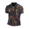 Mens Vintage Australian Dot Painting Colourful Polo Shirt 1 2