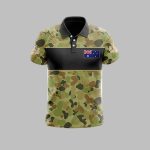 Men's Vintage Australian Flag Kangaroo Camouflage Patchwork Printed Polo Shirt