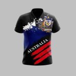 Men's Vintage Australian Flag Kangaroo Emu Patchwork Polo Shirt