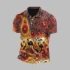 Men's Vintage Australian Kangaroo Aboriginal Dot Art Painting Polo Shirt