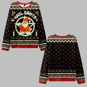 Hail Santa Retro Ugly Sweater 2025 Christmas 0