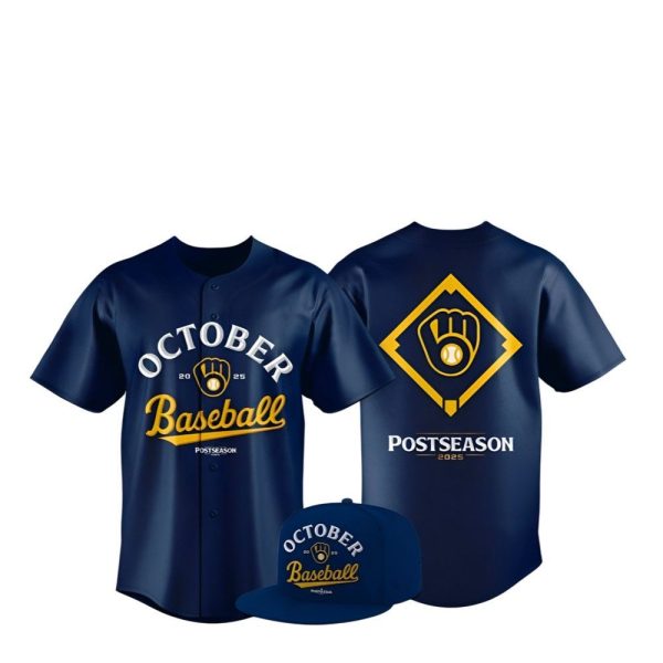 Milwaukee Brewers October Postseason 2025 Baseball Jersey 1 2