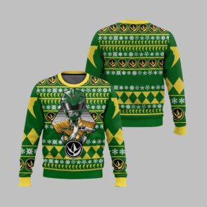 2025 Christmas Green Power Rangers Ugly Christmas Sweater 1 1