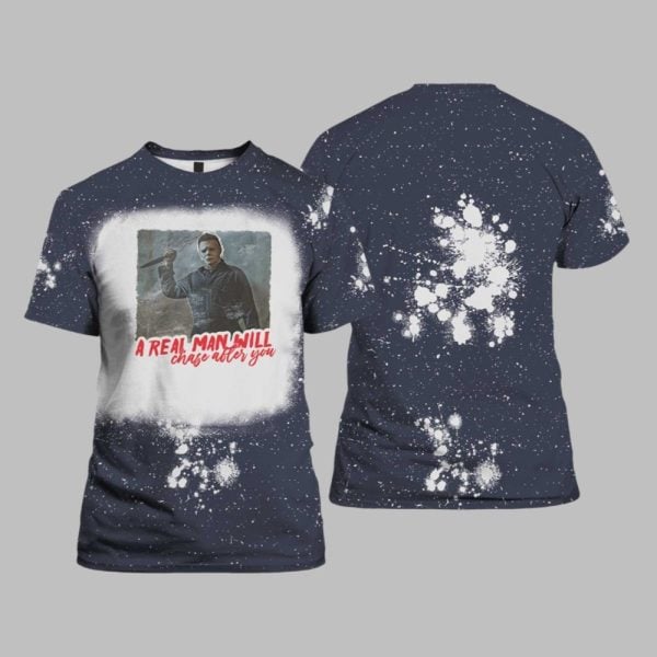 Navy Michael Myers A Real Man Will Chase After You Bleached Shirt 1 1