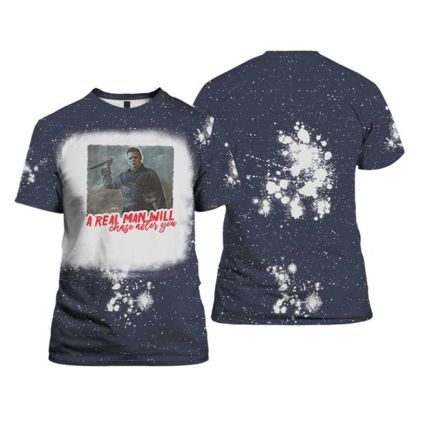 Navy Michael Myers A Real Man Will Chase After You Bleached Shirt 1 2