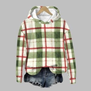 Women's Christmas Plaid Hoodie 2025 Christmas