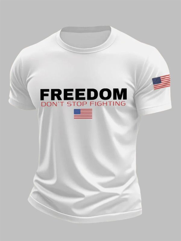 Mens Freedom Dont Stop Fighting RIP Charlie Kirk Tee 2
