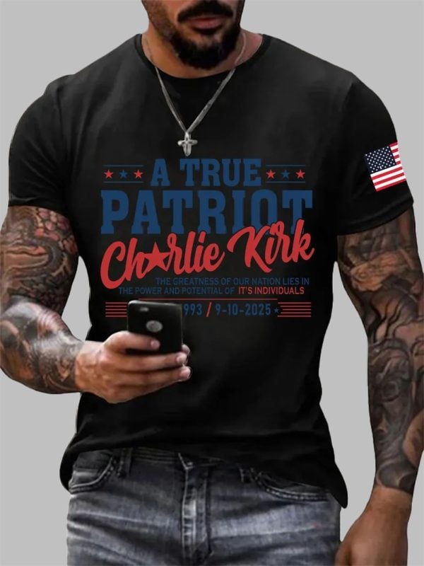Mens Charlie Kirk A True Patriot Printed Casual T Shirt 3