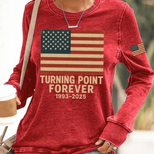 Charlie Kirk Turning Point Forever 1993 2025 Print Round Neck Sweatshirt