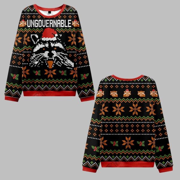 Raccoon Ungovernable Ugly Sweater 2025 Christmas 0