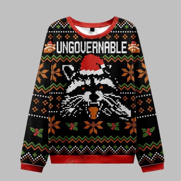 Raccoon Ungovernable Ugly Sweater 2025 Christmas 1