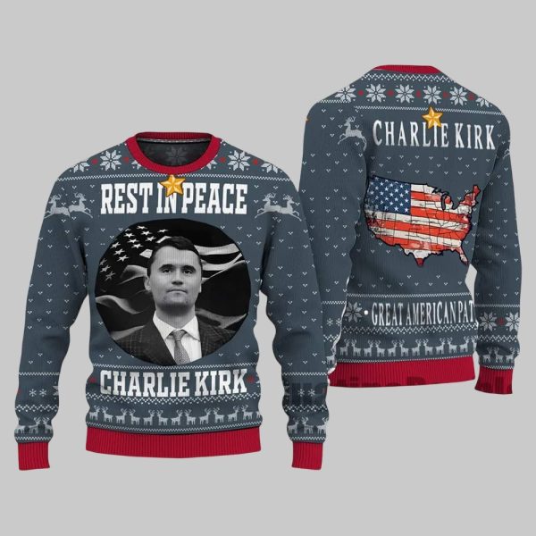 Rest In Peace Charlie Kirk Ugly Christmas Sweater 3