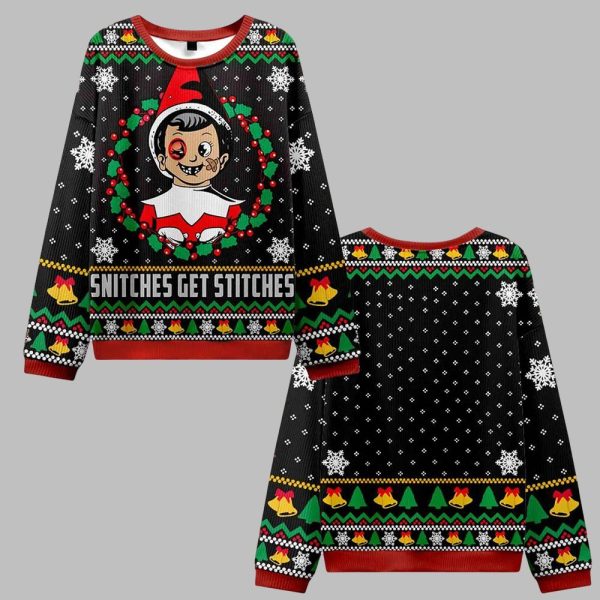 Snitches Get Stitches Vintage Ugly Sweater 2025 Christmas 0
