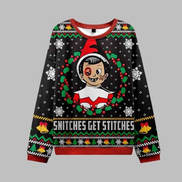 Snitches Get Stitches Vintage Ugly Sweater 2025 Christmas 1