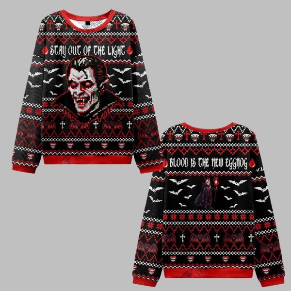 Stay Out Of The Light Blood Ugly Sweater 2025 Christmas 0