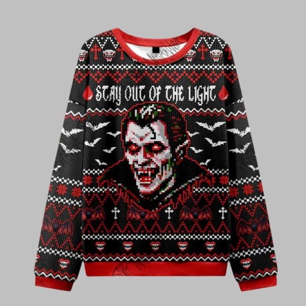 Stay Out Of The Light Blood Ugly Sweater 2025 Christmas 1