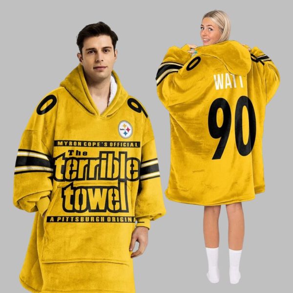Steelers Terrible Towel Football Unisex Blanket Hoodie 3