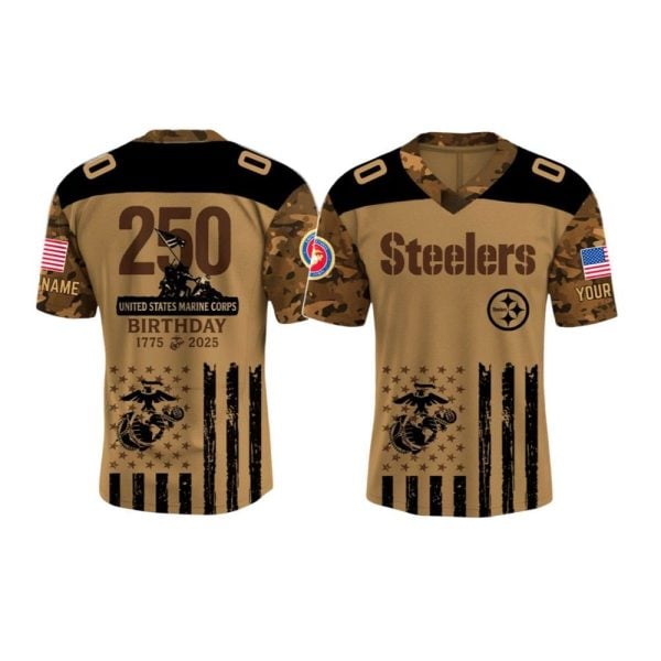 Steelers USMC 250th Birthday Camo 2025 Jersey 1 2